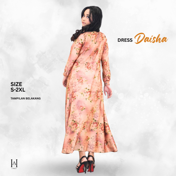 Dress Daisha Floral Elegance Balutan Bahan Silky Premium - Gambar 2