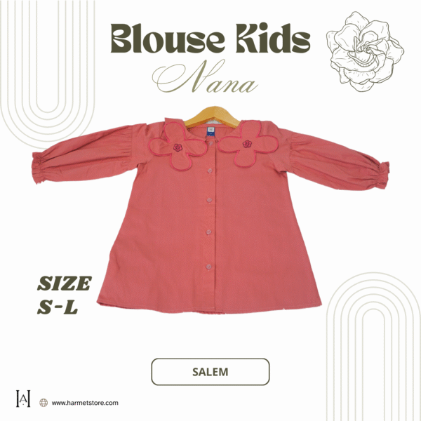 Blouse Kids Nana Lucu Cantik Dengan Variasi Bordiran Bunga Unik - Gambar 4