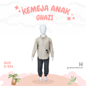 Kemeja Anak Ghazi dengan Variasi Bordiran Dino