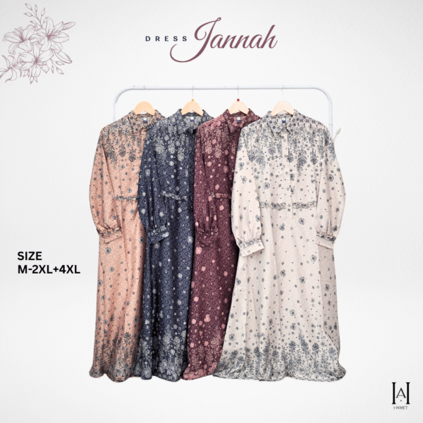 Dress Jannah Elegan Motif Bunga Bahan Silk Berkualitas Gamis Muslim Wanita - Gambar 3