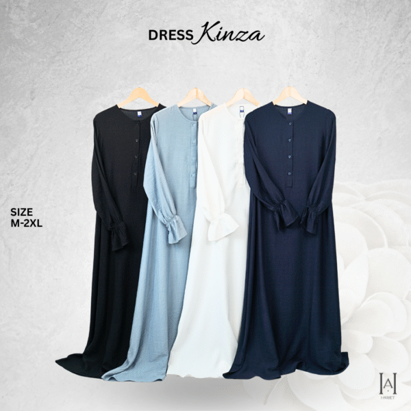 Dress Kinza Simple Elegan dengan Bahan Linen Premium - Gambar 3