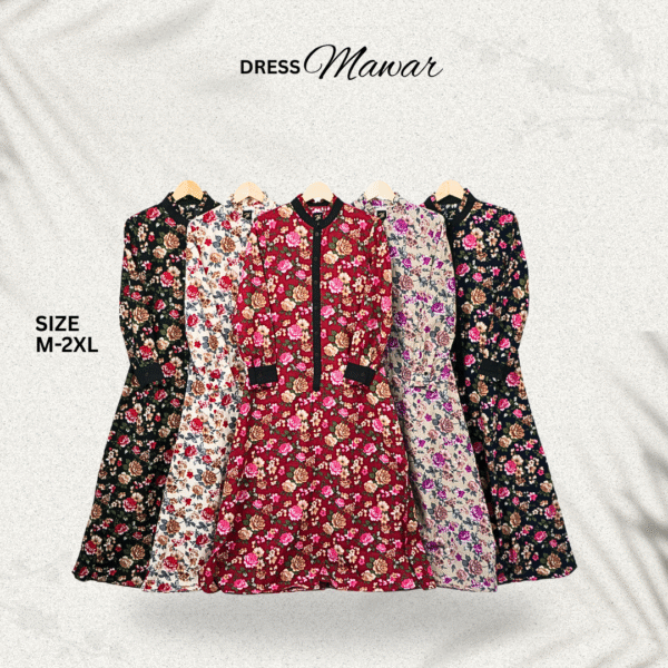 Dress Mawar Katun Rayon Adem Premium Lembut - Gambar 3