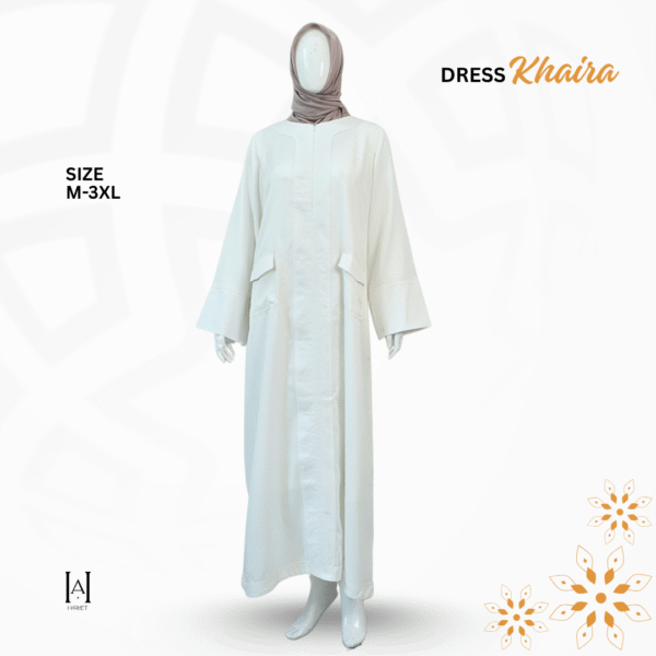 Dress Abaya Gamis Basic Umroh Khaira Crepe Premium Full Furing Katun Tidak Terawang