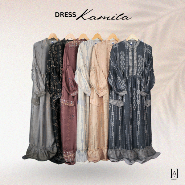 Dress Kamila Motif Mewah Cantik Bahan Silky premium - Gambar 2