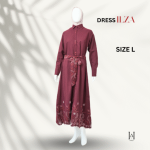 Dress Embroidery Flow Ilza Katun Bolong Motif Floral Adem Stylish