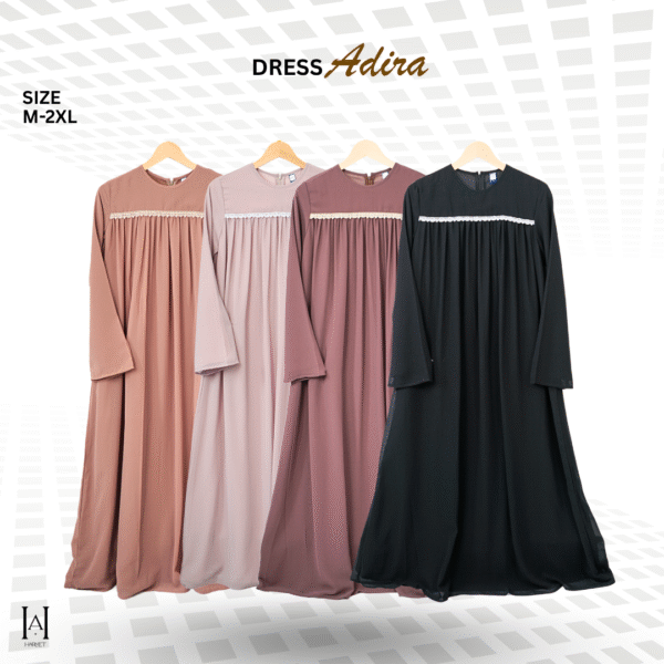 Gamis Dress Pesta Simple Mewah Cerutty Premium Full Furing Mix Renda Adira - Gambar 3