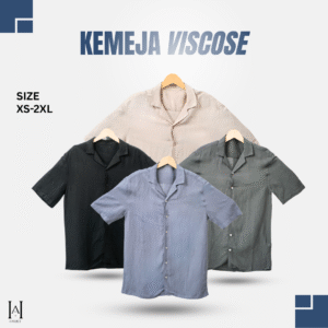 Kemeja Cowok Pendek Viscose Semi Linen Premium Casual Ekspor