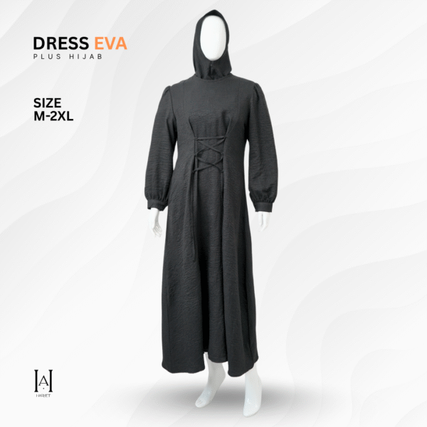 Dress Syar'i Katun Linen Texture Premium Eva Hijab Set Modestwear Lembut dan Anggun - Gambar 3