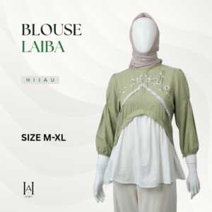 Blouse Atasan Kemeja Katun Cotton Linen Premium Bordir Renda Casual Laiba