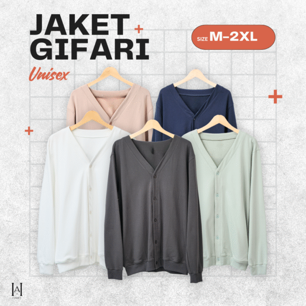 Cardigan Jaket Unisex Gifari Bahan Baby Tery Premium Tebal Lembut - Gambar 2