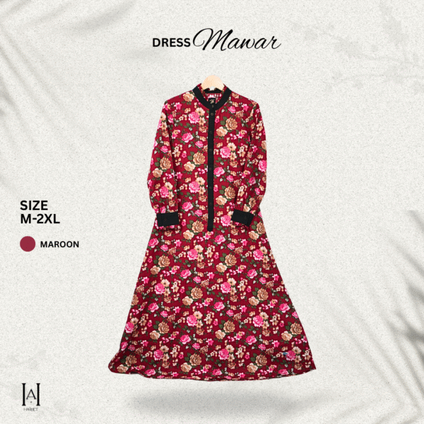 Dress Mawar Katun Rayon Adem Premium Lembut - Gambar 4