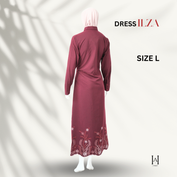 Dress Embroidery Flow Ilza Katun Bolong Motif Floral Adem Stylish - Gambar 2