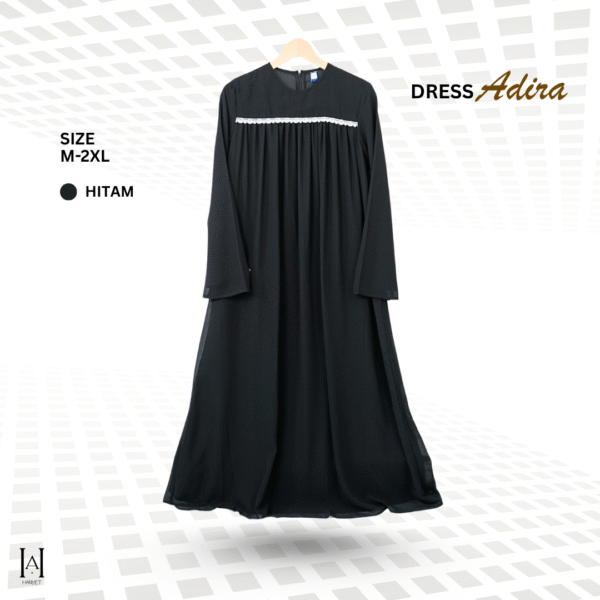 Gamis Dress Pesta Simple Mewah Cerutty Premium Full Furing Mix Renda Adira - Gambar 5