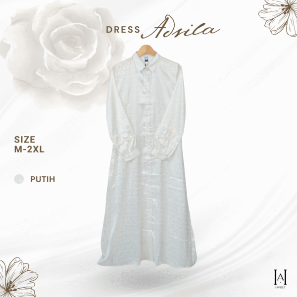 Dress Adsila motif tribal elegan mewah bahan silky premium flowly full kancing - Gambar 5