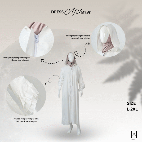 Dress Afsheen Sporty Unik Elegan dengan bahan katun premium - Gambar 3