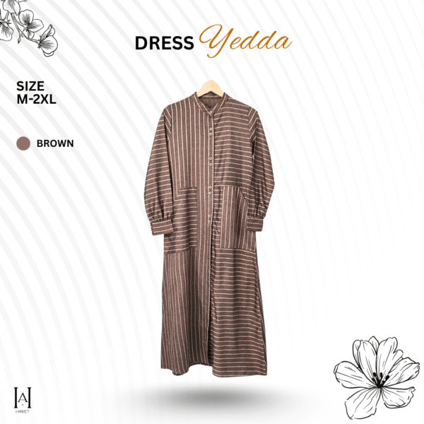 Dress Yedda Katun Lembut Casual Tidak Panas - Gambar 6