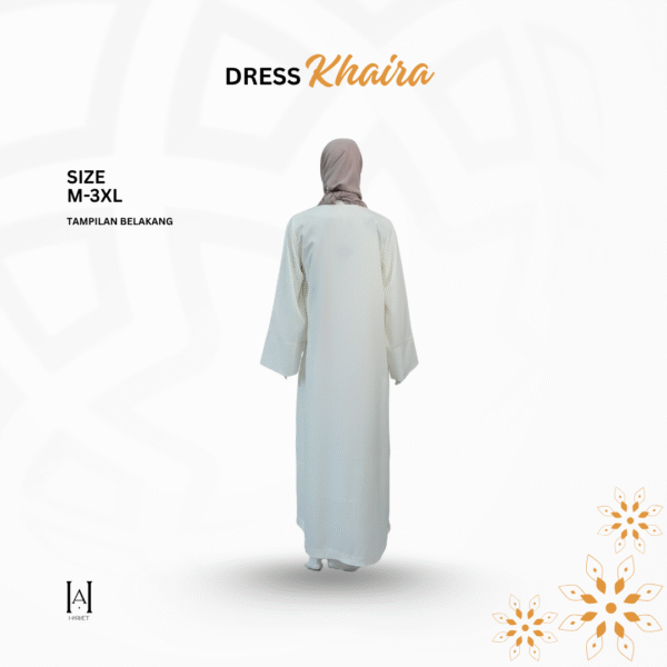 Dress Abaya Gamis Basic Umroh Khaira Crepe Premium Full Furing Katun Tidak Terawang - Gambar 2