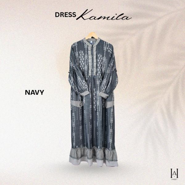 Dress Kamila Motif Mewah Cantik Bahan Silky premium - Gambar 5