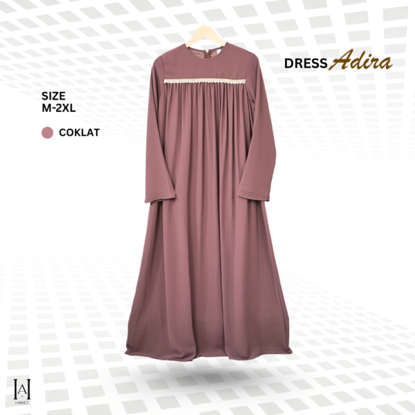 Gamis Dress Pesta Simple Mewah Cerutty Premium Full Furing Mix Renda Adira - Gambar 4