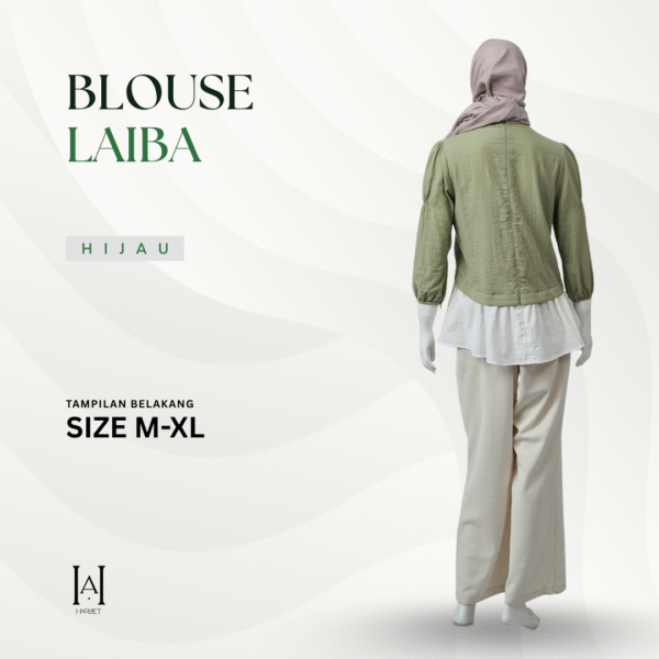 Blouse Atasan Kemeja Katun Cotton Linen Premium Bordir Renda Casual Laiba - Gambar 3