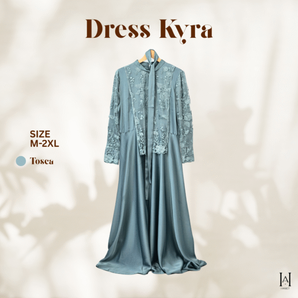 Dress Kyra Brokat Mewah Bahan Silky Premium - Gambar 5