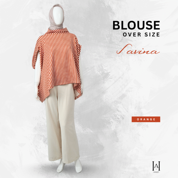 Blouse Outer Atasan Wanita Oversize Salur Bahan Scuba Premium Lembut Halus Adem Savina - Gambar 4