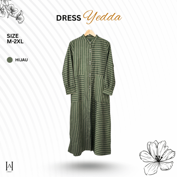 Dress Yedda Katun Lembut Casual Tidak Panas - Gambar 5