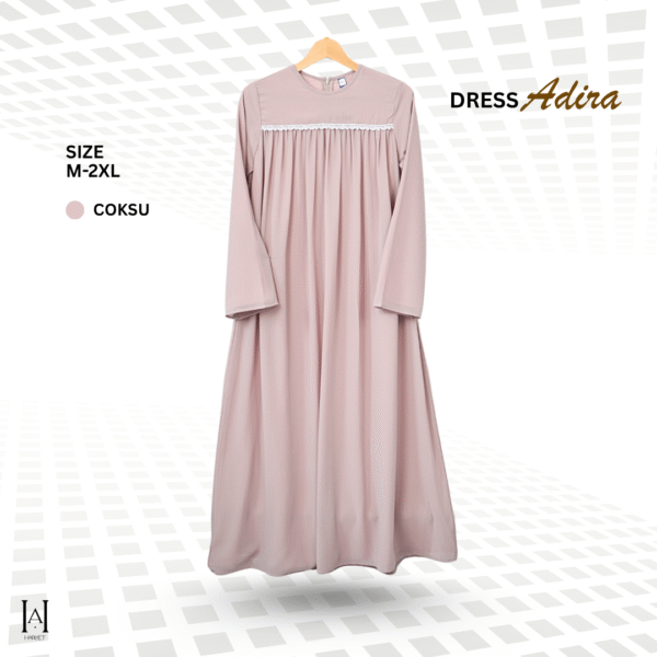 Gamis Dress Pesta Simple Mewah Cerutty Premium Full Furing Mix Renda Adira - Gambar 7