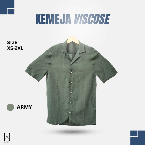Kemeja Cowok Pendek Viscose Semi Linen Premium Casual Ekspor - Gambar 4