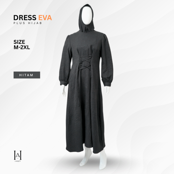 Dress Syar'i Katun Linen Texture Premium Eva Hijab Set Modestwear Lembut dan Anggun - Gambar 4