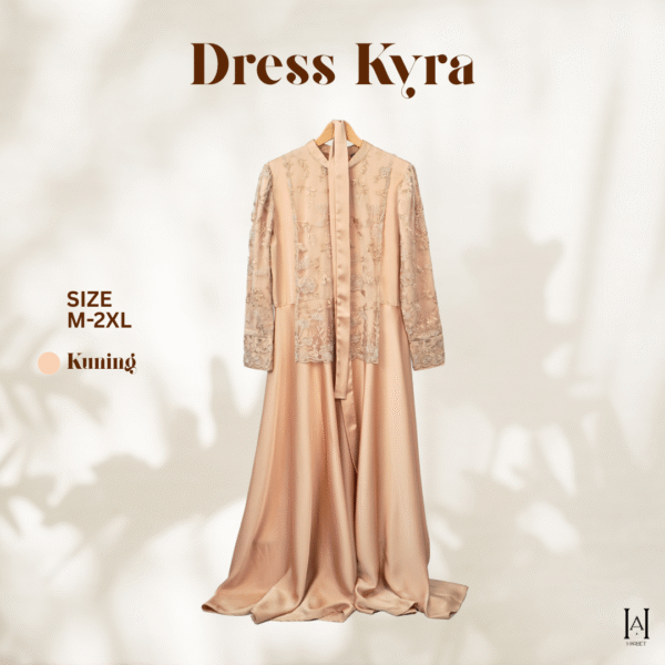 Dress Kyra Brokat Mewah Bahan Silky Premium - Gambar 6