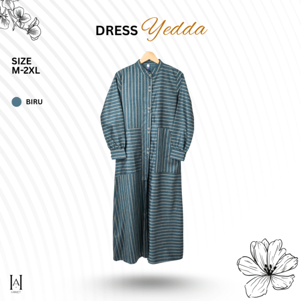 Dress Yedda Katun Lembut Casual Tidak Panas - Gambar 7