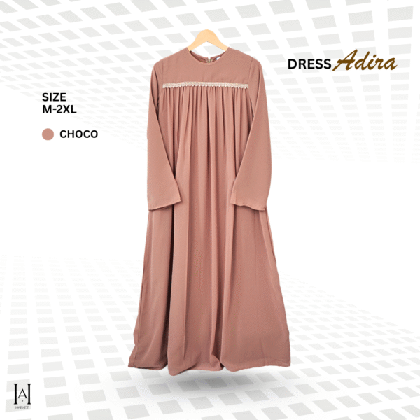 Gamis Dress Pesta Simple Mewah Cerutty Premium Full Furing Mix Renda Adira - Gambar 6