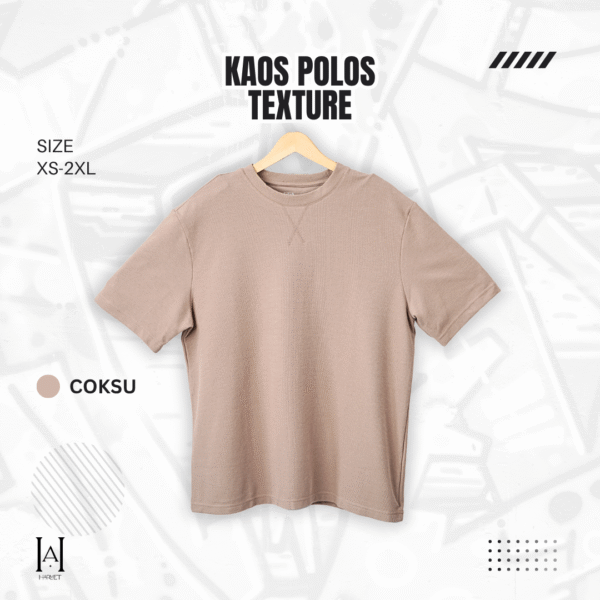 Kaos Tee Polos Texture O-Neck Export Non Kerah - Gambar 5