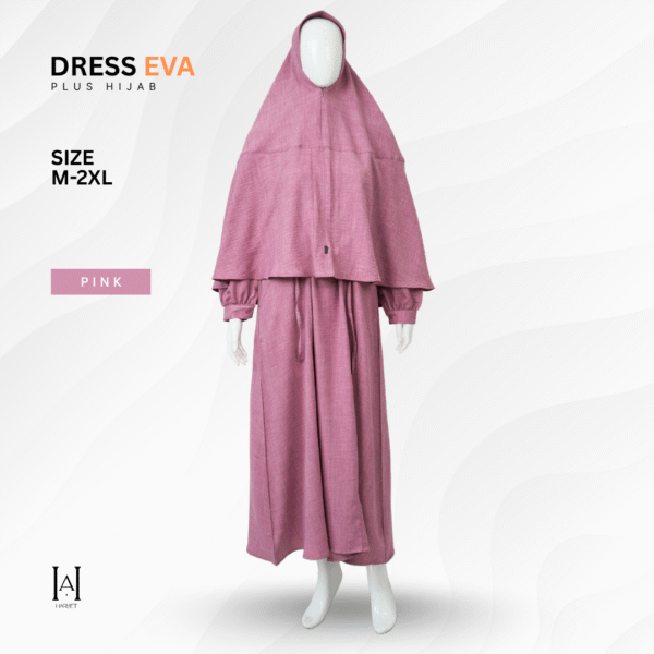 Dress Syar'i Katun Linen Texture Premium Eva Hijab Set Modestwear Lembut dan Anggun