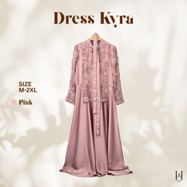 Dress Kyra Brokat Mewah Bahan Silky Premium - Gambar 7