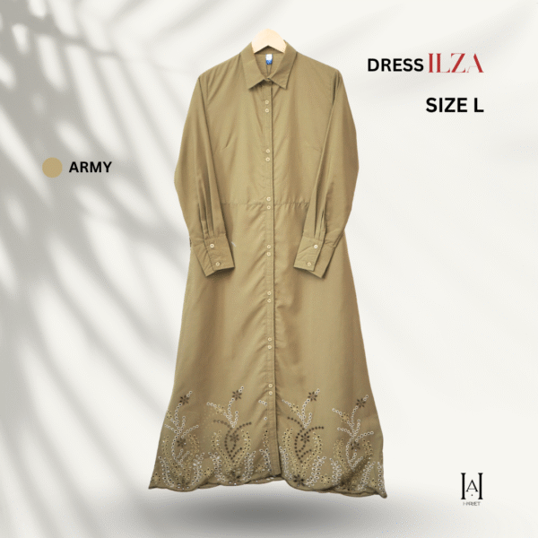 Dress Embroidery Flow Ilza Katun Bolong Motif Floral Adem Stylish - Gambar 6