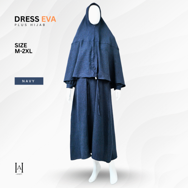 Dress Syar'i Katun Linen Texture Premium Eva Hijab Set Modestwear Lembut dan Anggun - Gambar 6