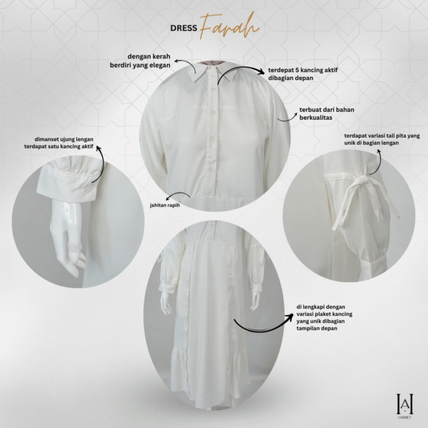 Dress Farah Mewah Cantik Dengan Bahan Moscrepe Premium - Gambar 6