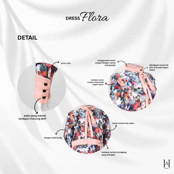 Dress Flora Katun Rayon Motif Bunga Lembut Nyaman - Gambar 7