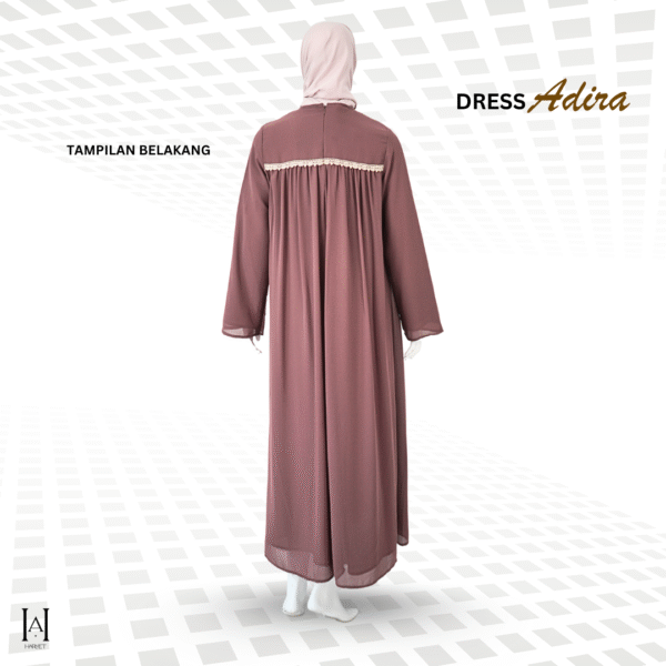 Gamis Dress Pesta Simple Mewah Cerutty Premium Full Furing Mix Renda Adira - Gambar 2