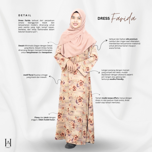 Dress Farida Gamis Model Abaya Basic Silky Premium Lembut - Gambar 8