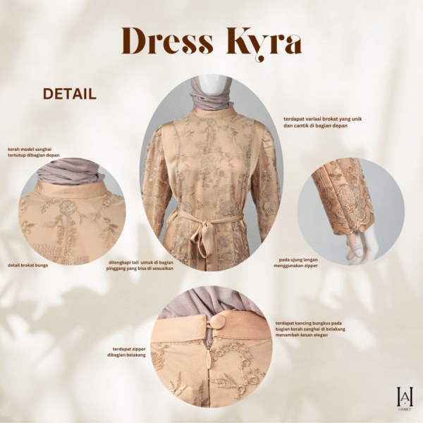 Dress Kyra Brokat Mewah Bahan Silky Premium - Gambar 8