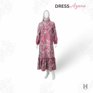 Dress Ayana Elegan Motif Bunga Bahan Silk Berkualitas Gamis Muslim Wanita