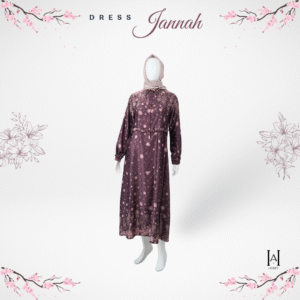 Dress Jannah Elegan Motif Bunga Bahan Silk Berkualitas Gamis Muslim Wanita