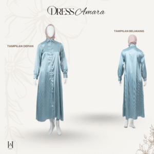 Dress 2 in 1 Amara Motif Salur Bahan Silky Shinning elegan mewah casual full kancing