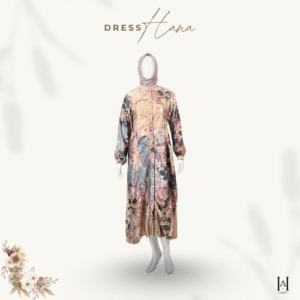 Dress Hana Motif Bunga Fresh Mewah Cantik Bahan Silky Premium