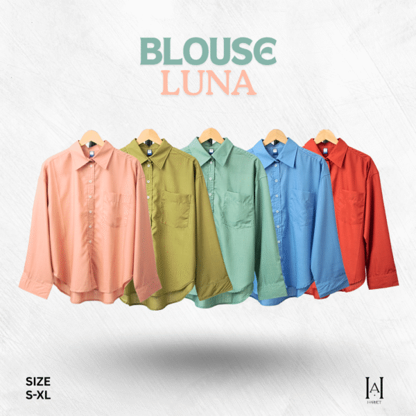Blouse Kemeja Atasan Wanita Luna Bahan Katun Premium Model Simple Basic - Gambar 3