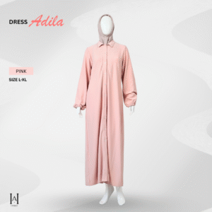 Gamis Dress Simple Adila Basic Knit Premium Adem Variasi Kancing Belakang