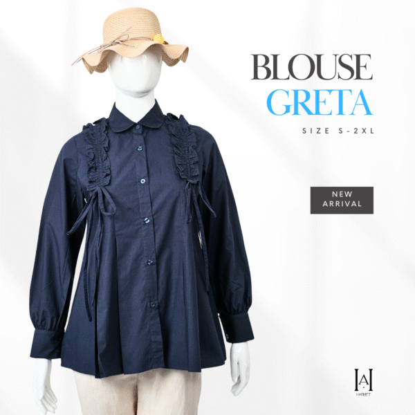 Blouse Wanita Katun Parasut Premium Model Kekinian Ruffle Aksen Pita Yang Unik